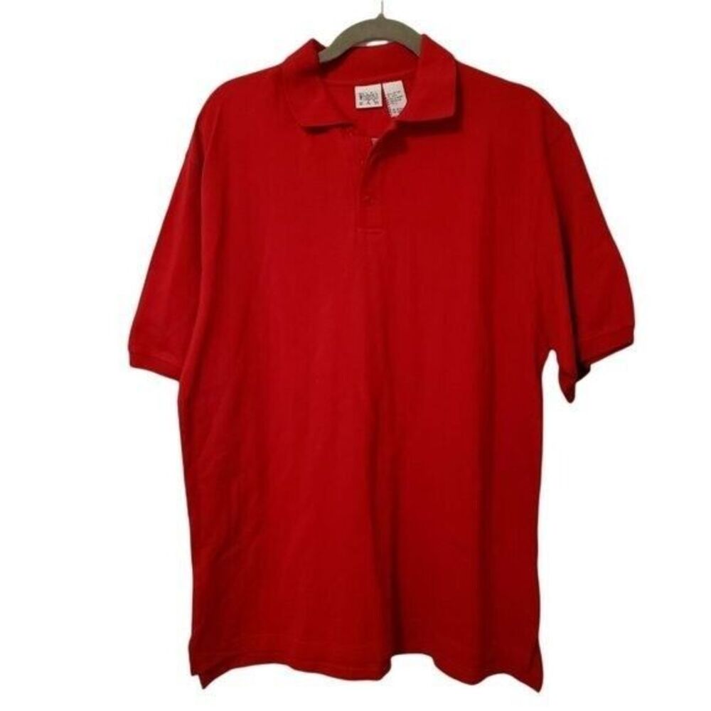 WhiteFish Bay Mens Sz L Red  Solid Short Sleeve Polo Shirt